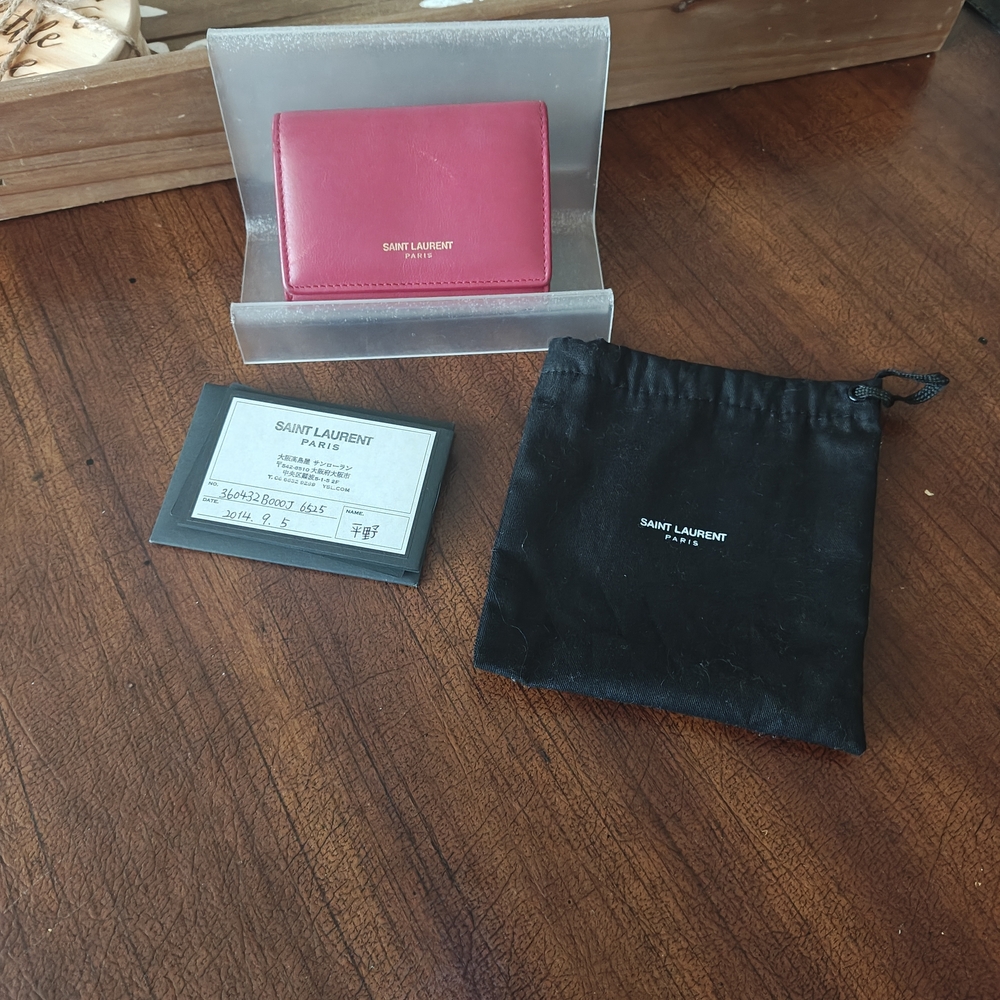 Saint Laurent Pink Leather Card & Key Holder